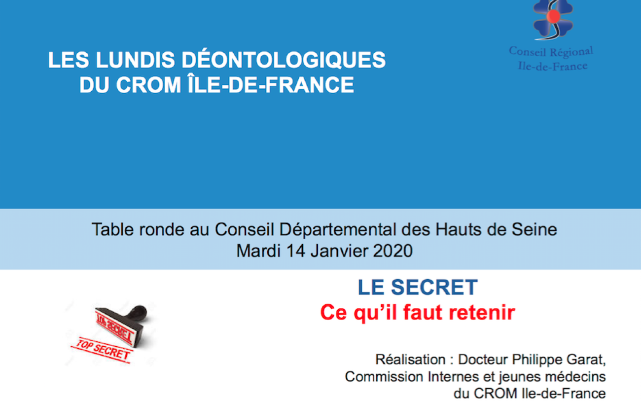 Lundi deontologique 14-01-2020